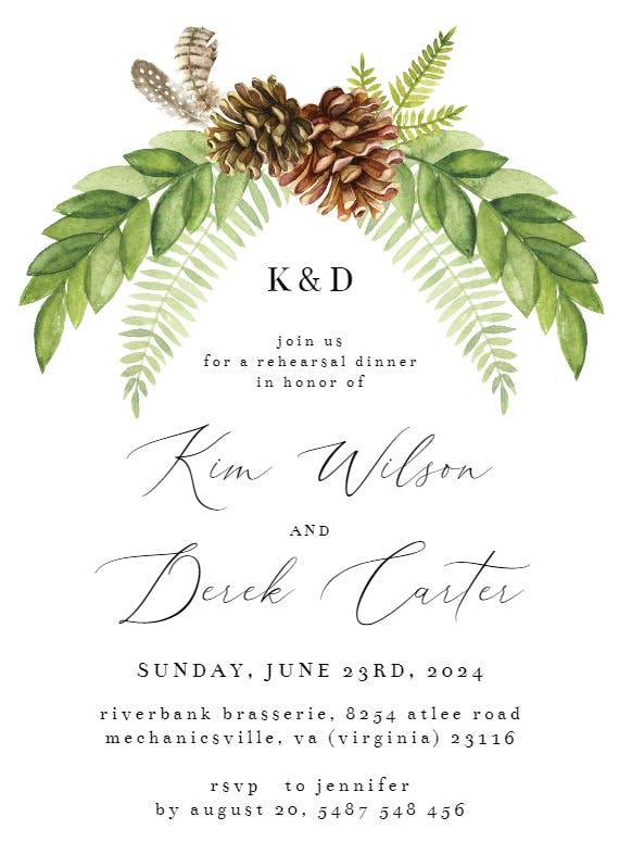 Rustic greenery - rehearsal dinner party invitation