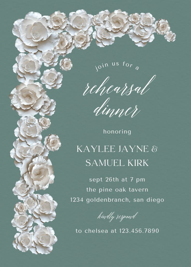 Sculptural bloom - invitación para cena de ensayo