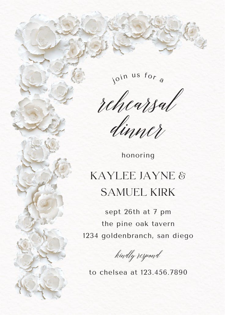 Sculptural bloom - rehearsal dinner party invitation