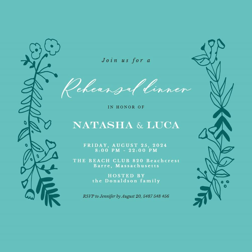 Side by side gold - rehearsal dinner party invitation