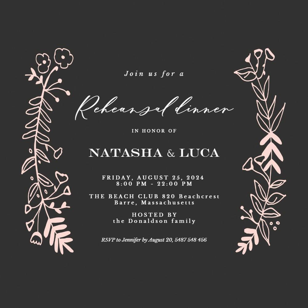 Side by side gold - rehearsal dinner party invitation