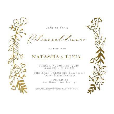 Side by Side Gold - Rehearsal Dinner Party Invitation