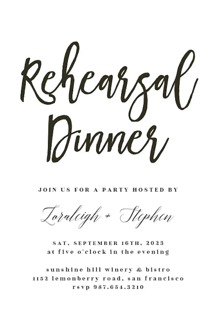 Simple Text - Rehearsal Dinner Party Invitation
