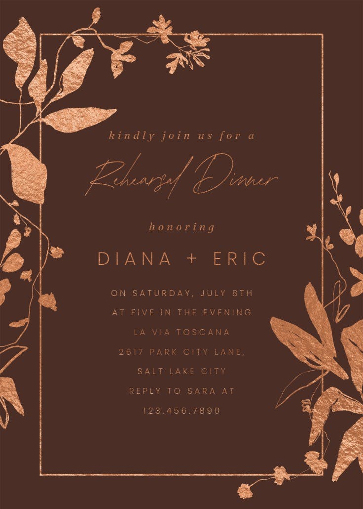 Sketched botany - rehearsal dinner party invitation