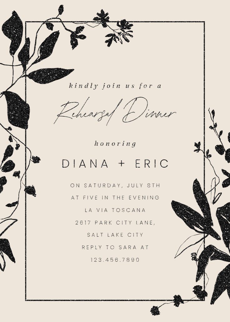 Sketched botany - invitación para cena de ensayo