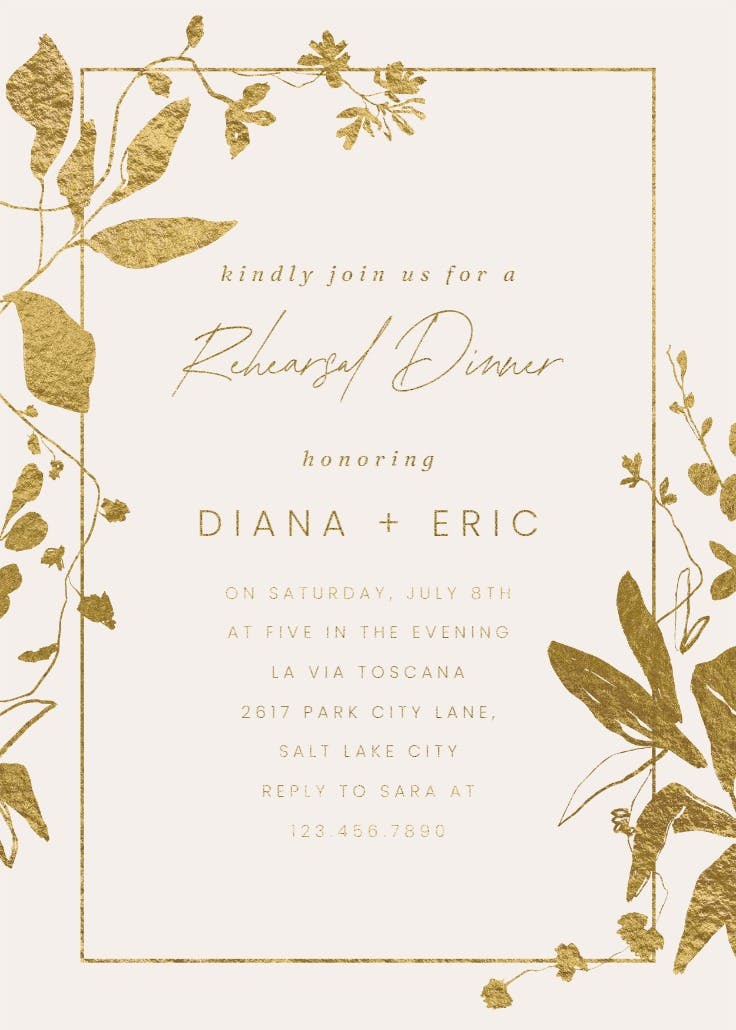 Sketched botany - invitación para cena de ensayo