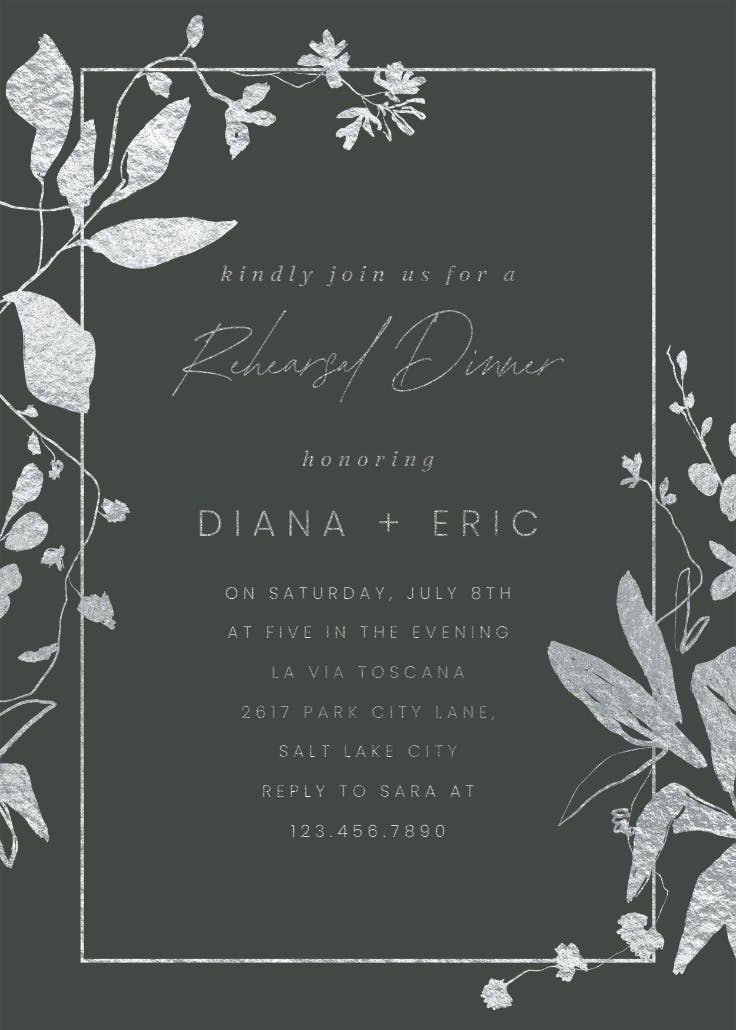 Sketched botany - invitación para cena de ensayo