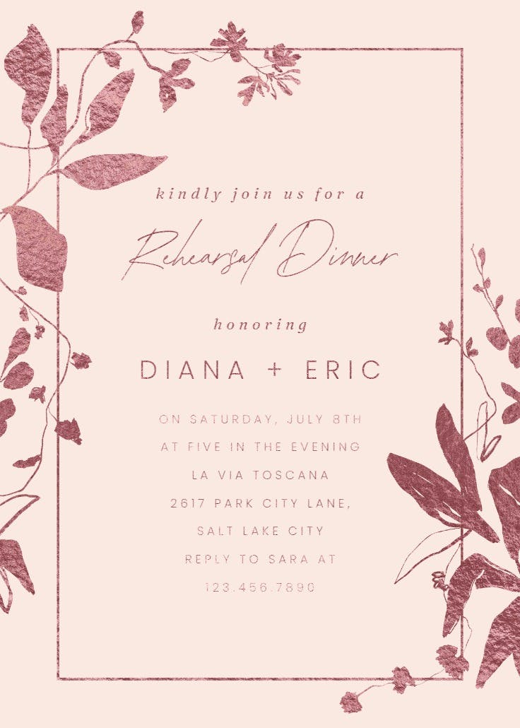 Sketched botany - invitación para cena de ensayo