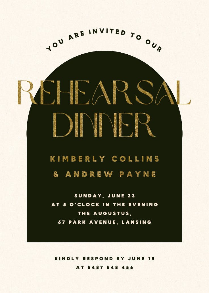 Sleek lines - rehearsal dinner party invitation