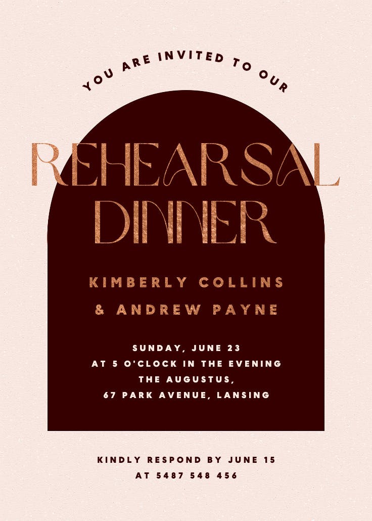 Sleek lines - rehearsal dinner party invitation