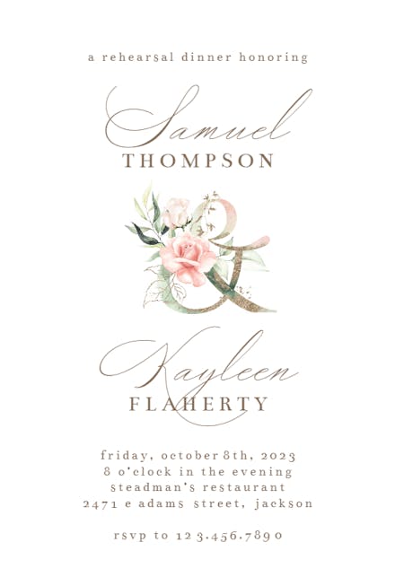 Soft Roses - Rehearsal Dinner Party Invitation