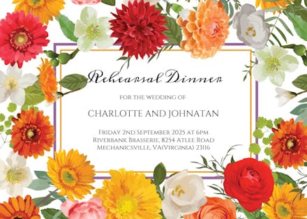 Spring border - rehearsal dinner party invitation