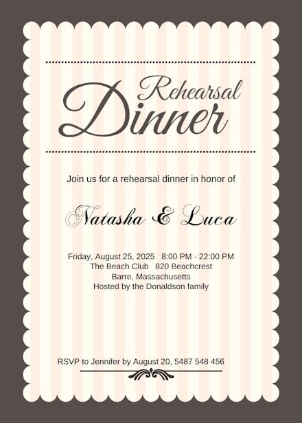 Stamped rehearsal dinner - rehearsal dinner party invitation