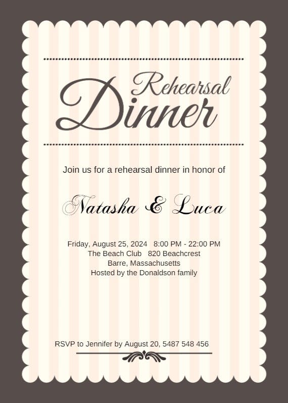 Stamped rehearsal dinner - rehearsal dinner party invitation
