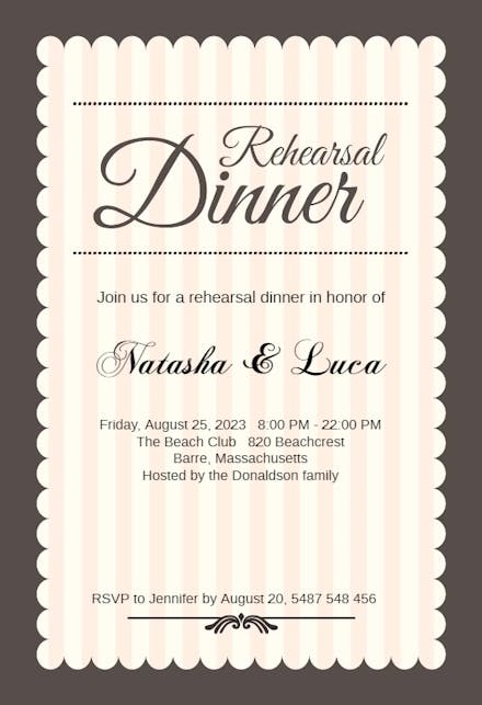 Stamped Rehearsal Dinner - Rehearsal Dinner Party Invitation