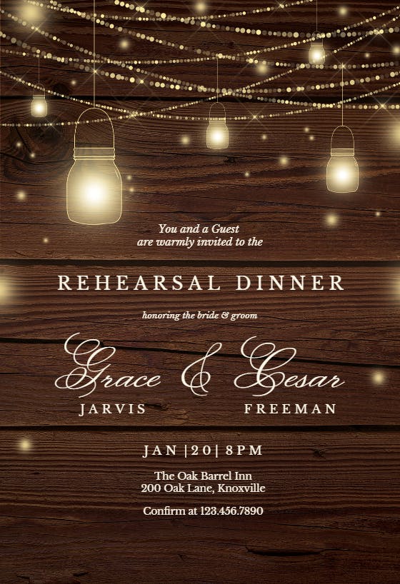 Strings of lights - rehearsal dinner party invitation