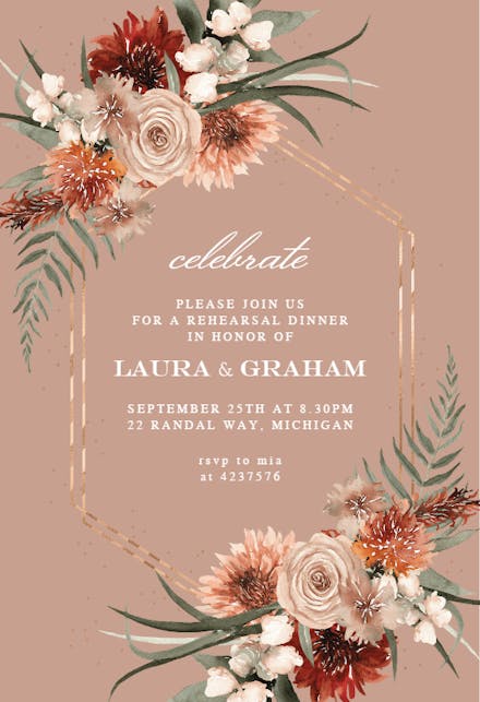 Terracotta frame - rehearsal dinner party invitation