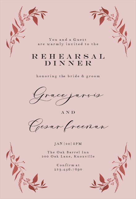 Tiny gold botanical - rehearsal dinner party invitation
