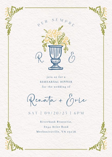 Together forever - rehearsal dinner party invitation