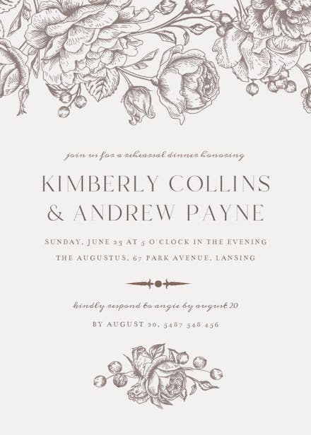 Touch of rose - rehearsal dinner party invitation