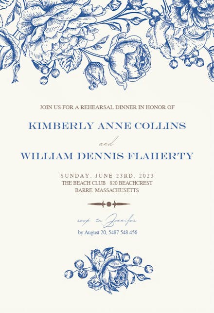 Touch of Rose - Rehearsal Dinner Party Invitation