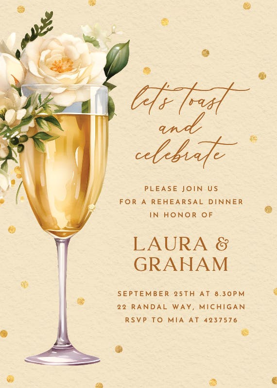 Watercolor toast - rehearsal dinner party invitation