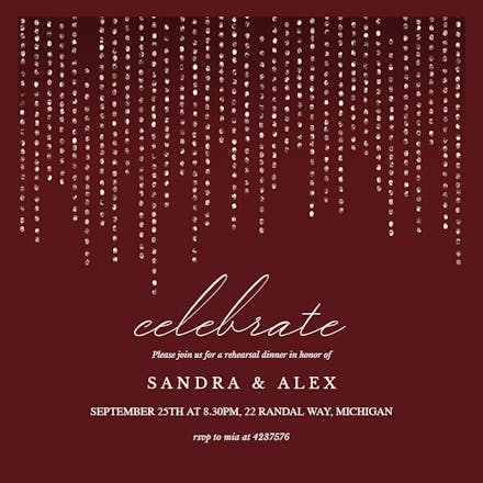 Waterfall dots - rehearsal dinner party invitation