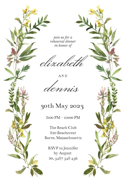 Wild Flower - Rehearsal Dinner Party Invitation