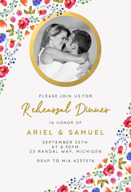 Wind of Flowers - Rehearsal Dinner Party Invitation