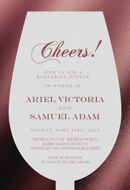 Wine Glass - Rehearsal Dinner Party Invitation