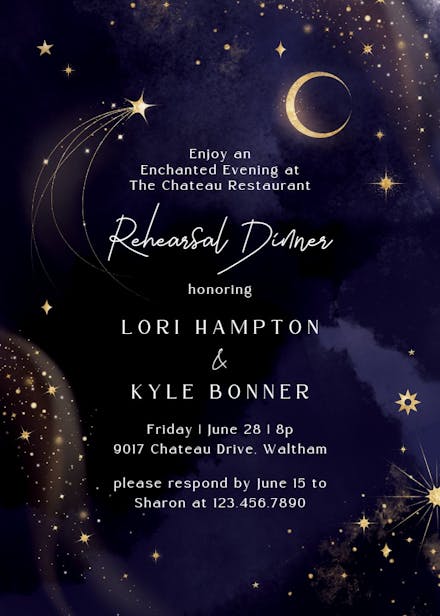 Written in the stars - rehearsal dinner party invitation