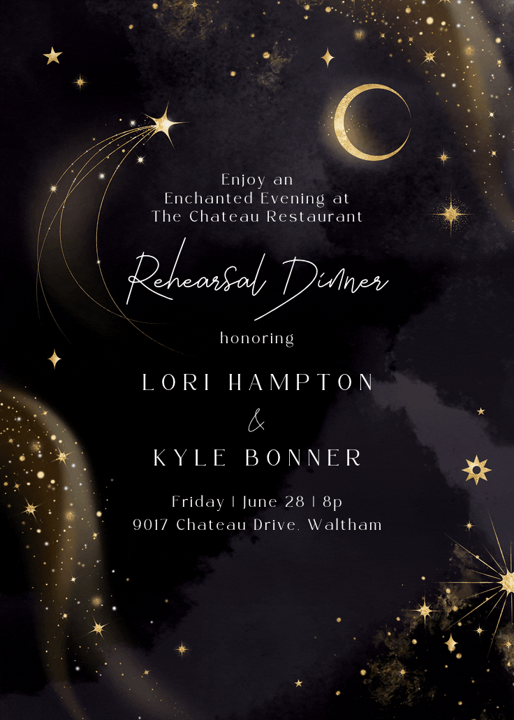 Written in the stars - invitación para cena de ensayo