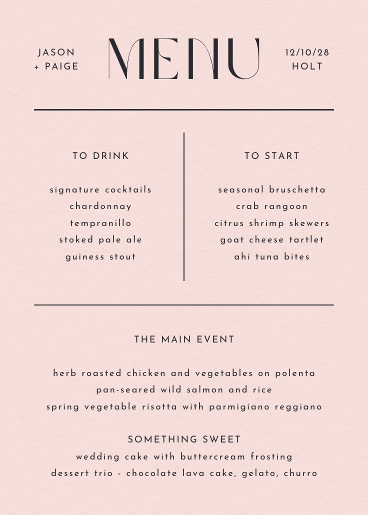 Big and bold - menú