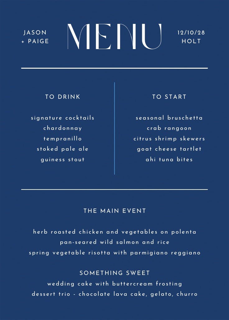 Big and bold - menú