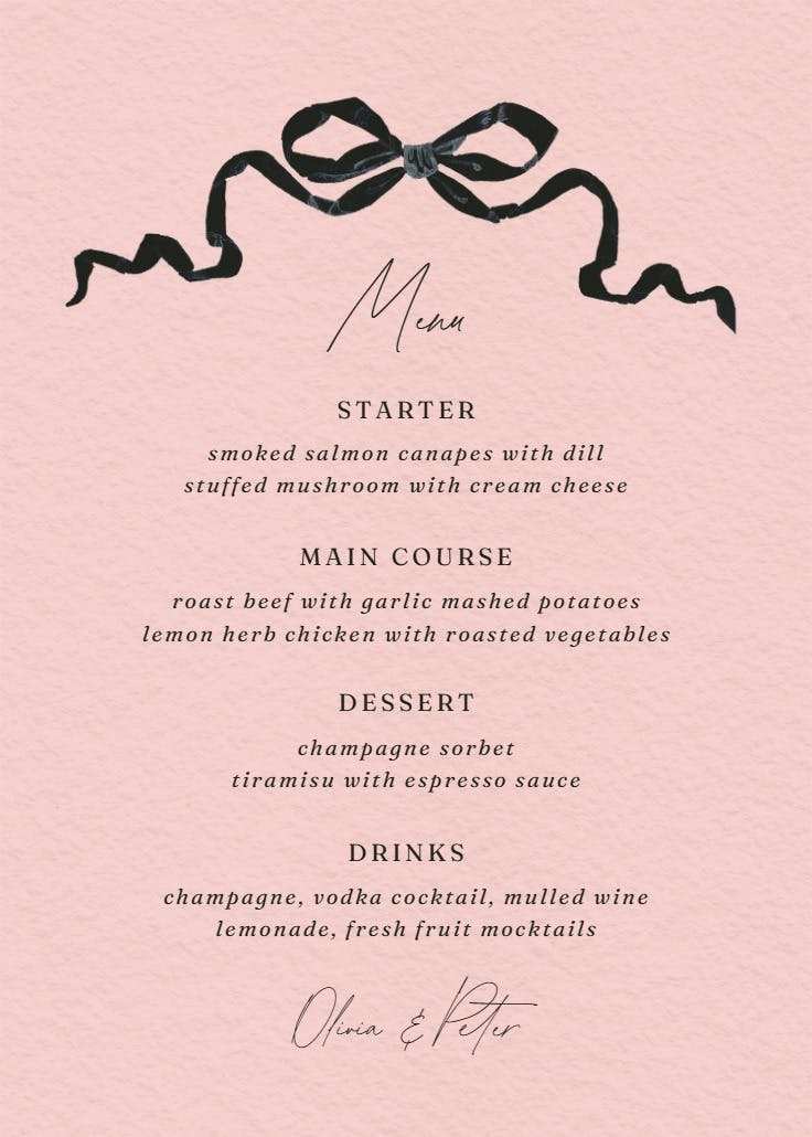 Black ribbons - menú