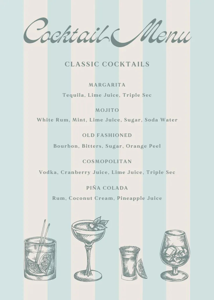 Classic cocktail - menu