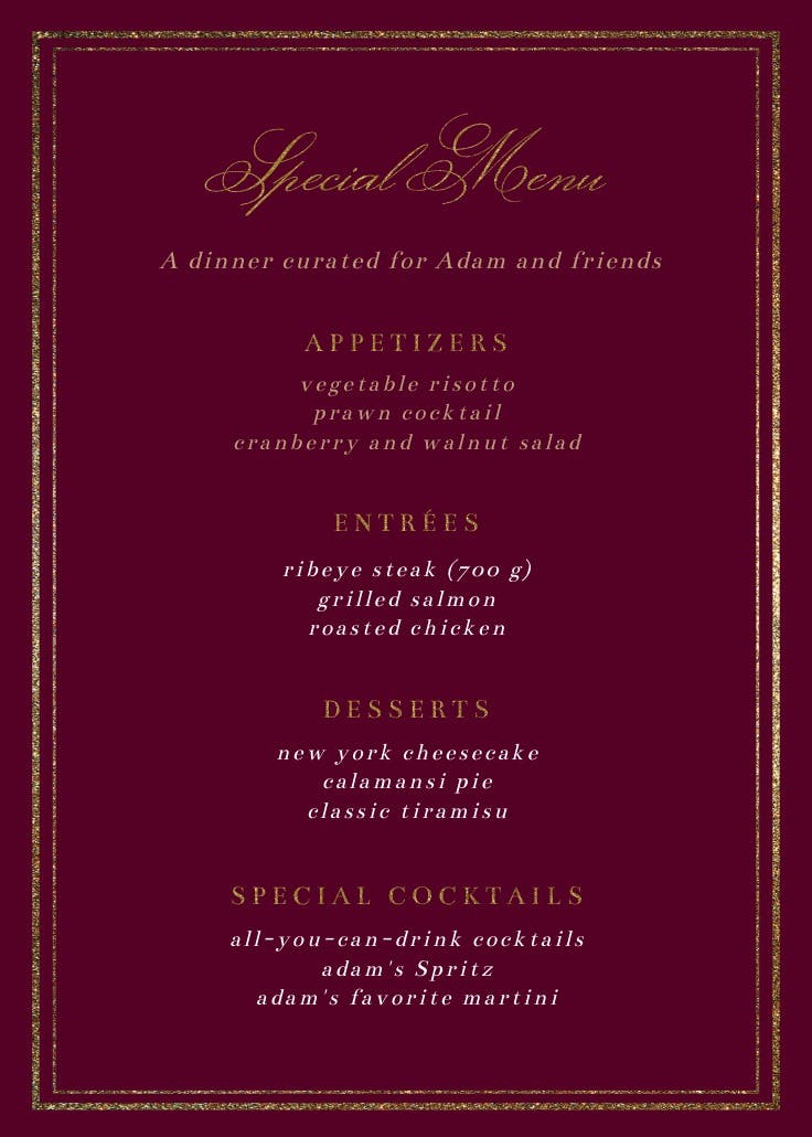 Classy menu - menú