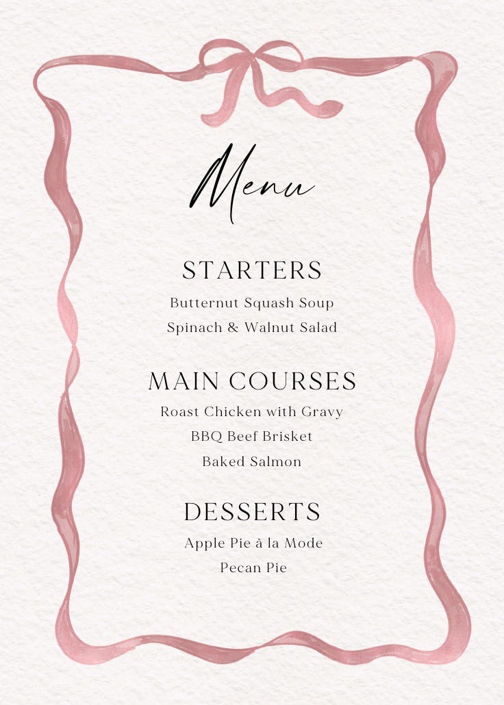 Delicate ribbon - menú