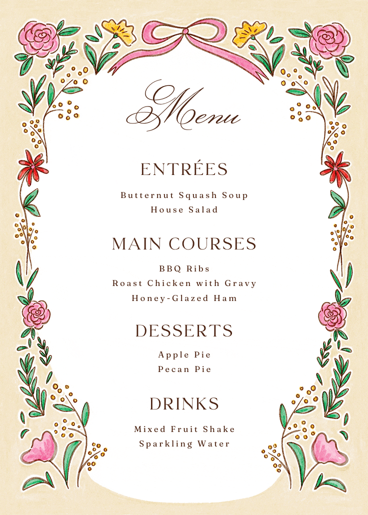 Fairytale love - menú