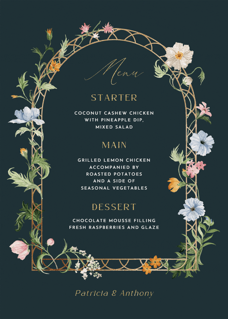 Florals climbing - menú