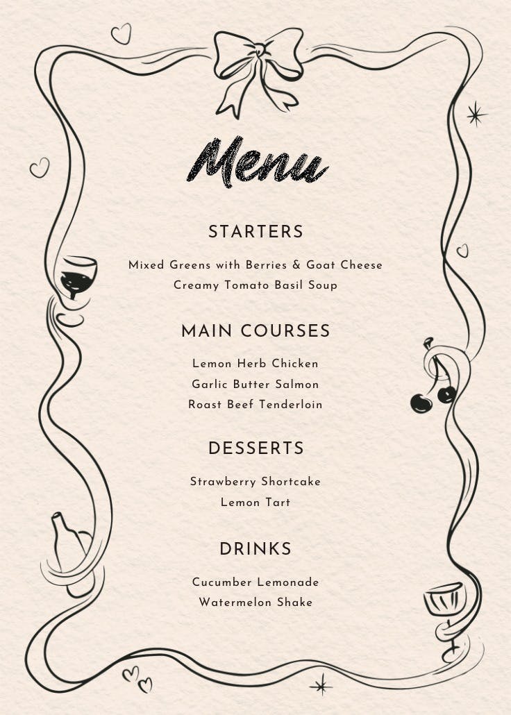 Framed in love - menú