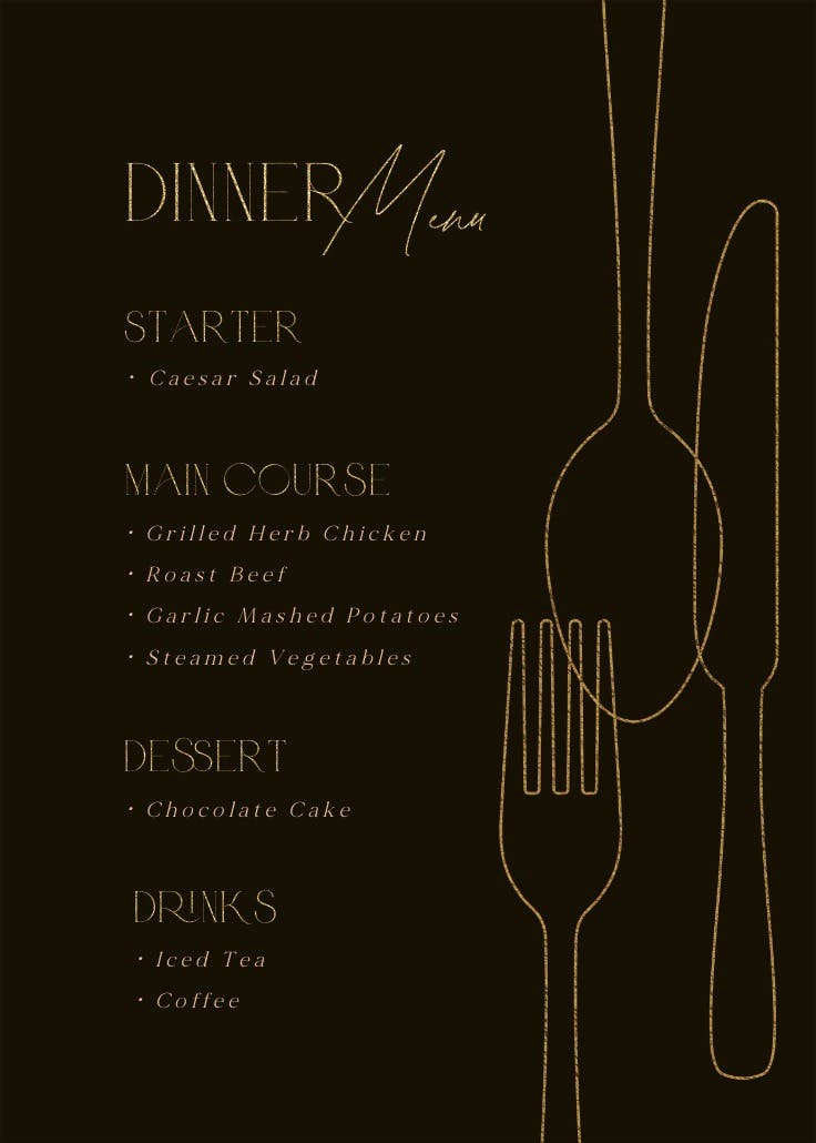 Minimalist cutlery - menu