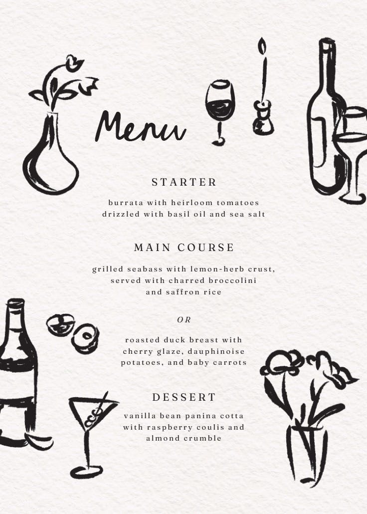 Pen and ink - menu