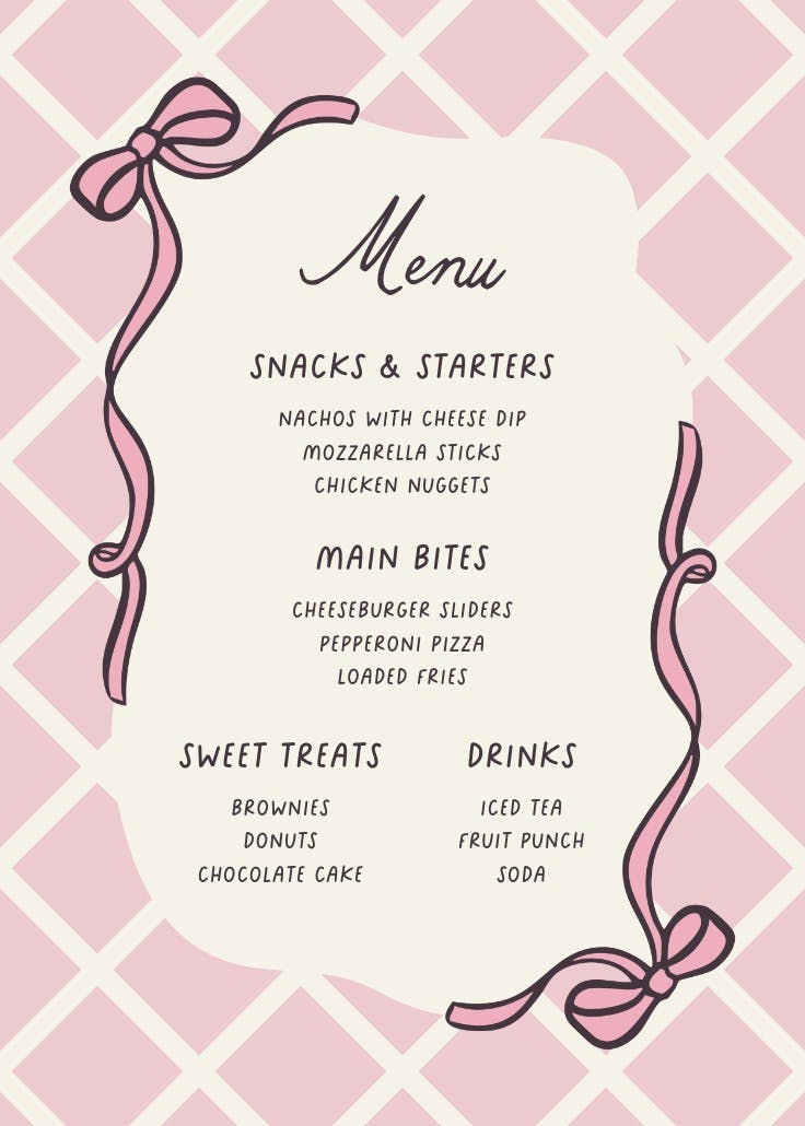 Pink plaid - menú