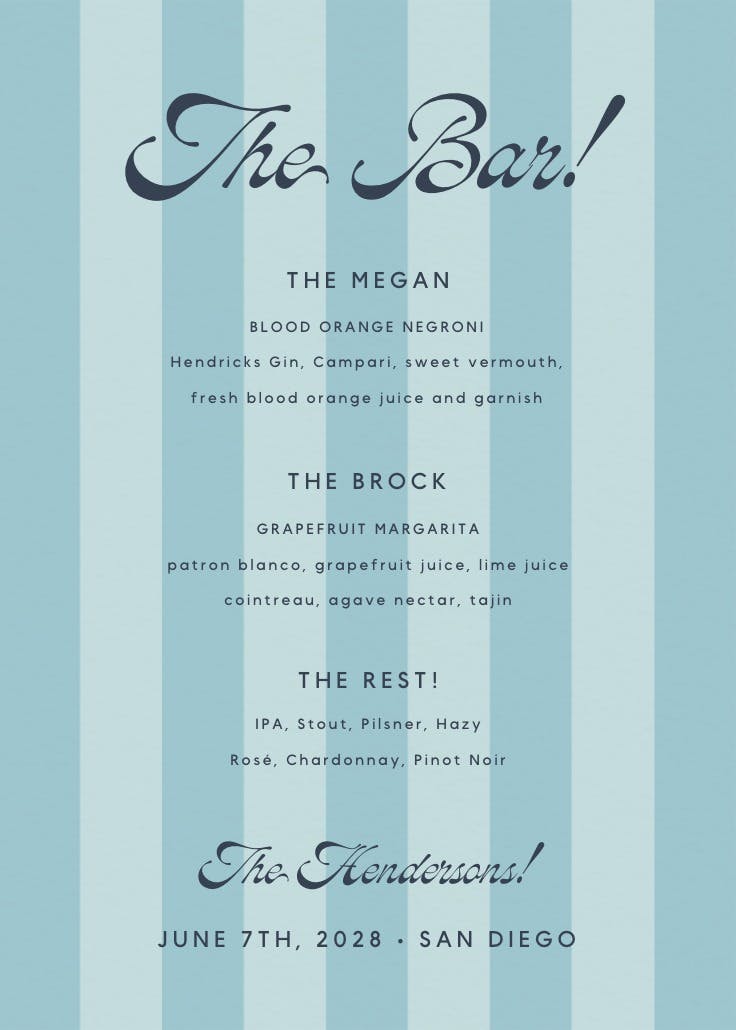 Riviera stripe - menú