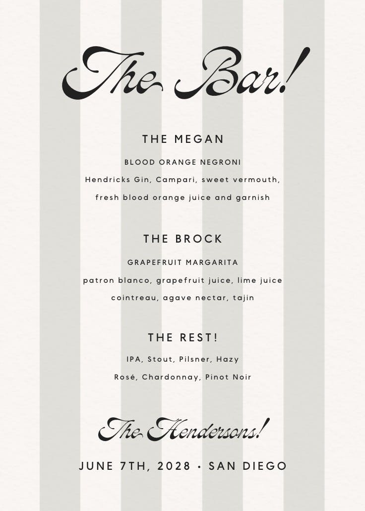 Riviera stripe - menú