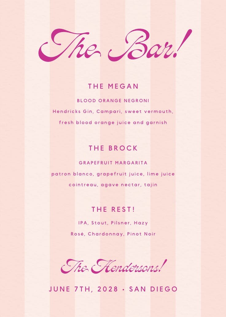 Riviera stripe - menú