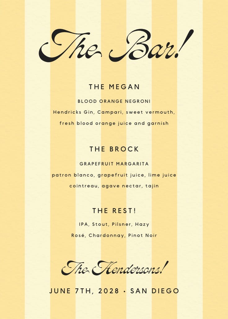 Riviera stripe - menú