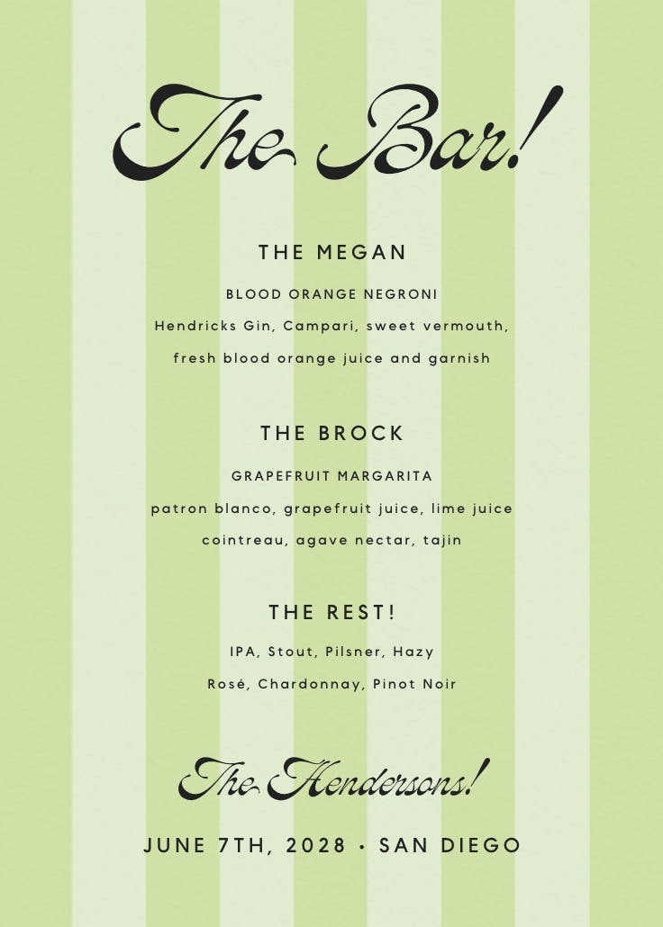 Riviera stripe - menú