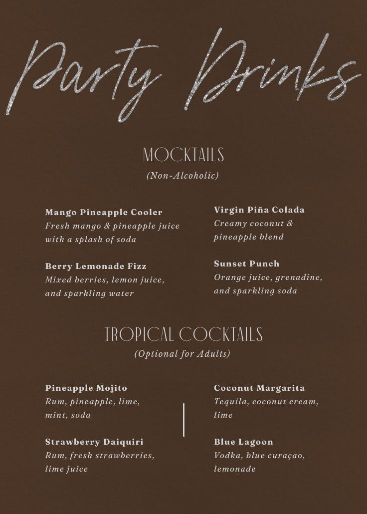 Silver memories - menú